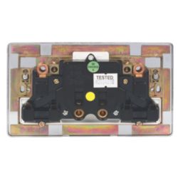 Crabtree Platinum 13A 2-Gang DP Switched Plug Socket Satin Chrome  with White Inserts