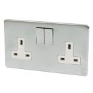 Crabtree Platinum 13A 2-Gang DP Switched Plug Socket Satin Chrome  with White Inserts