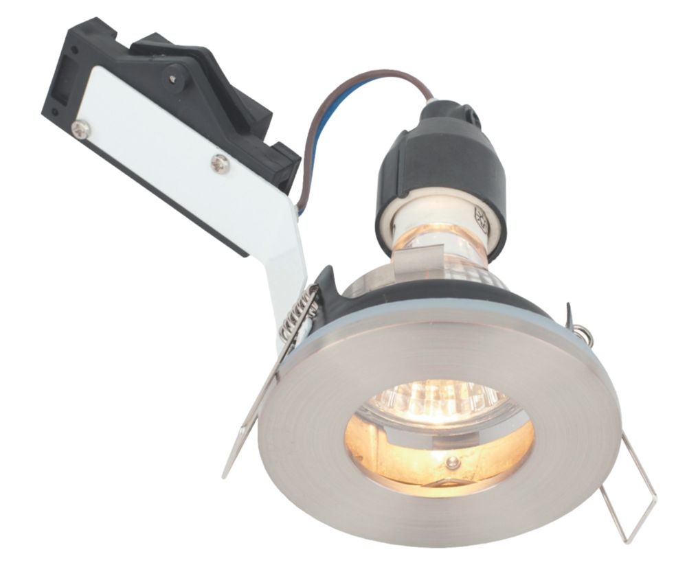 LAP Fixed Bathroom Downlight Brushed Chrome - Screwfix