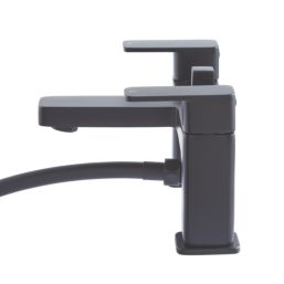 Highlife Bathrooms Fife Matt Black 127mm Deck Mounted Dual Control Manual Shower Mixer Tap