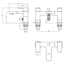 Highlife Bathrooms Fife Matt Black 127mm Deck Mounted Dual Control Manual Shower Mixer Tap