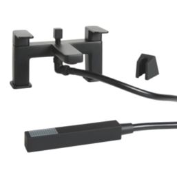 Highlife Bathrooms Fife Matt Black 127mm Deck Mounted Dual Control Manual Shower Mixer Tap