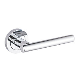 Smith & Locke Asker Fire Rated Lever on Rose Door Handles Pair Polished Chrome