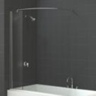 Triton Fast Fix Frameless Chrome Bathscreen & Curved Curtain Rail  300mm x 1500mm