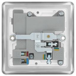 LAP  13A 1-Gang SP Switched Socket + 2.1A 10.5W 2-Outlet Type A USB Charger Brushed Stainless Steel with White Inserts