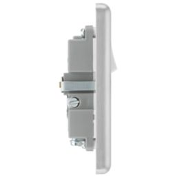 LAP  13A 1-Gang SP Switched Socket + 2.1A 10.5W 2-Outlet Type A USB Charger Brushed Stainless Steel with White Inserts