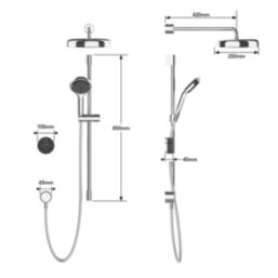 Mira Platinum Gravity-Pumped Rear-Fed Black/Chrome Thermostatic Wireless Dual Outlet Digital Mixer Shower