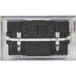 Knightsbridge  13A 2-Gang SP Switched Socket + 4.0A 20W 2-Outlet Type A & C USB Charger Brushed Chrome with Black Inserts