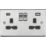 Knightsbridge  13A 2-Gang SP Switched Socket + 4.0A 20W 2-Outlet Type A & C USB Charger Brushed Chrome with Black Inserts
