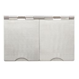 Contactum 3377BSB 13A 2-Gang Unswitched Floor Socket Brushed Steel with Black Inserts