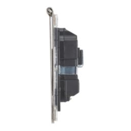 Contactum 3377BSB 13A 2-Gang Unswitched Floor Socket Brushed Steel with Black Inserts