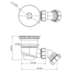 Top-Fix  Shower Waste Matt Black 90mm