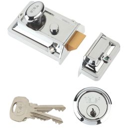 Yale 77  Traditional Night Latch Polished Chrome-Plated 60mm Backset