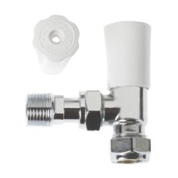 Drayton 15mm x 1/2" White Angled Lockshield Radiator Valve