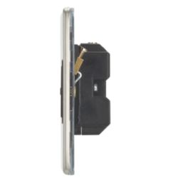 Contactum Lyric 13A Unswitched Fused Spur  Brushed Steel with Black Inserts