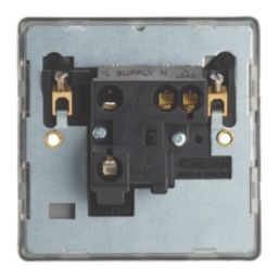 Contactum Lyric 13A Unswitched Fused Spur  Brushed Steel with Black Inserts