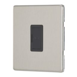 Contactum Lyric 13A Unswitched Fused Spur  Brushed Steel with Black Inserts