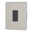 Contactum Lyric 13A Unswitched Fused Spur  Brushed Steel with Black Inserts