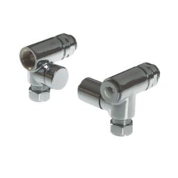 Chrome Angled Manual Dual Fuel Towel Radiator Valve  15mm x 1/2" 2 Pack