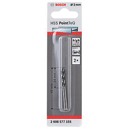 Bosch PointTeQ Straight Shank Metal Drill Bit 2mm x 49mm 2 Pack