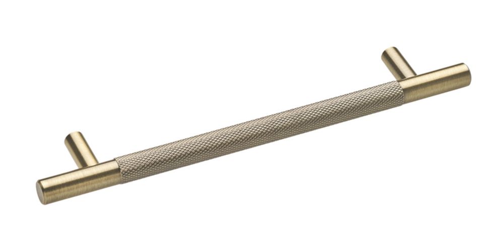 Elite Knobs Handles Kensington Knurled T Bar Handle Antique Brass 213mm Screwfix
