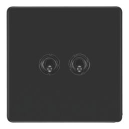 LAP  20A 16AX 2-Gang 2-Way Switch  Matt Black with Colour-Matched Inserts