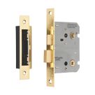 Smith & Locke Fire Rated  Polished Brass Bathroom Lock 76mm Case - 57mm Backset