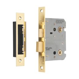 Smith & Locke Fire Rated  Polished Brass Bathroom Lock 76mm Case - 57mm Backset