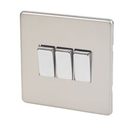 Varilight  10AX 3-Gang 2-Way Light Switch  Satin Chrome