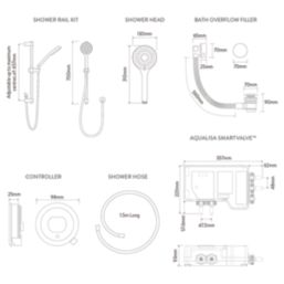 Aqualisa Optic Q HP/Combi Rear-Fed Chrome Thermostatic Dual Outlet Smart Shower with Adjustable Head & Bath Overflow Filler