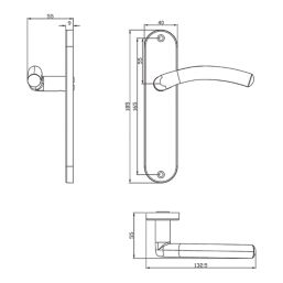 Cooke & Lewis Bourne Fire Rated Latch Lever on Backplate Handle Pair Polished Chrome