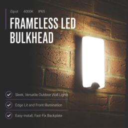 Brackenheath iSpot Frameless Outdoor Slimline LED Bulkhead Light With PIR & Photocell Sensor Black 9W 1150lm