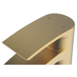 Swirl Wye Brushed Brass 150mm Cloakroom Lever Mono Basin Mixer Tap  With Clicker Waste