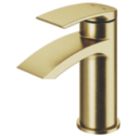 Swirl Wye Brushed Brass 150mm Cloakroom Lever Mono Basin Mixer Tap  With Clicker Waste