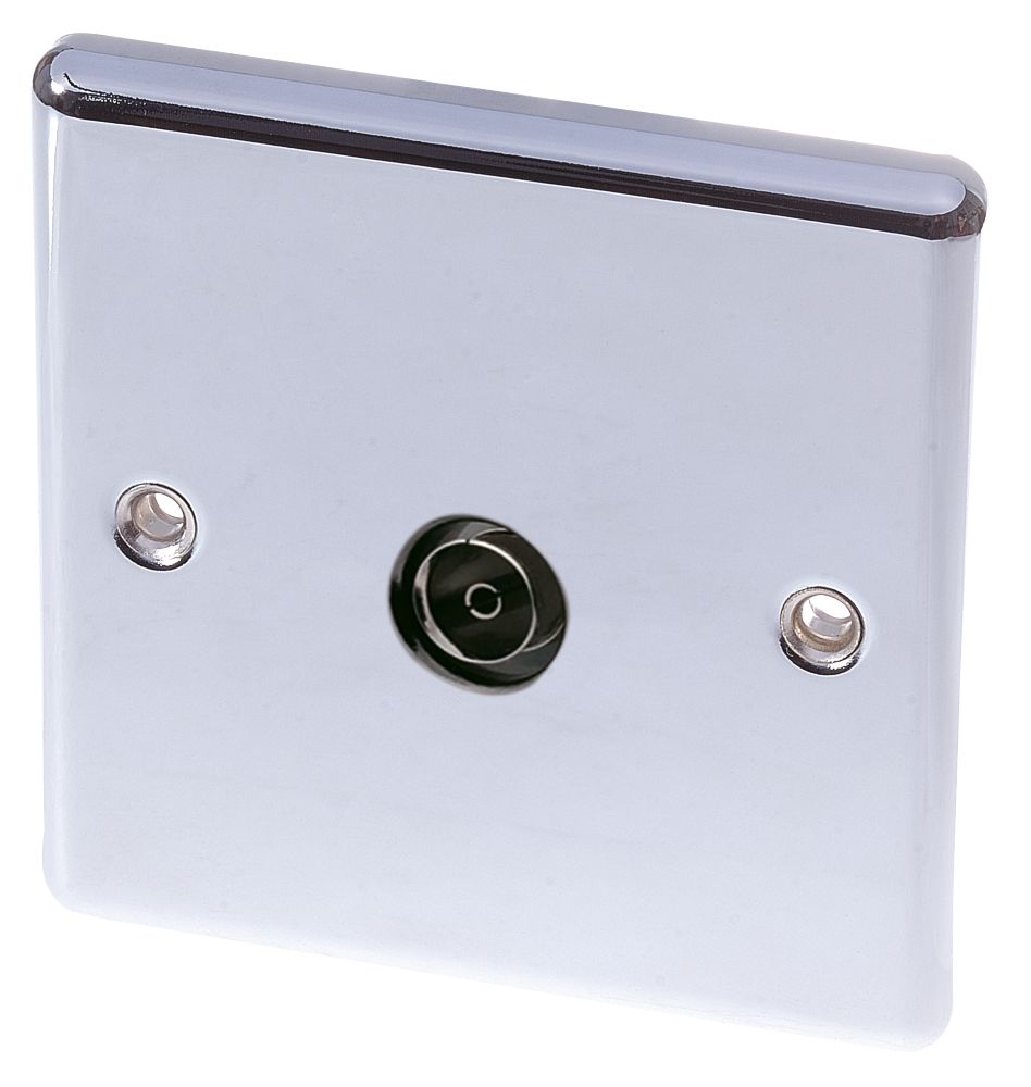 LAP 1Gang Female Coaxial TV Socket Polished Chrome Screwfix