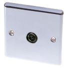 LAP  1-Gang Female Coaxial TV Socket Polished Chrome