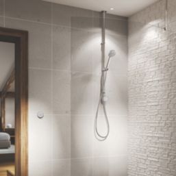 Aqualisa Smart Link Gravity-Pumped Ceiling-Fed Chrome Thermostatic Single Outlet Exposed Smart Shower with Adjustable Head