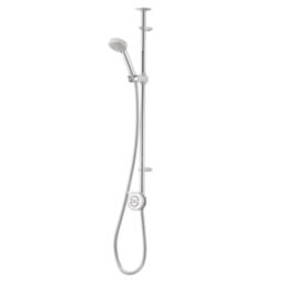 Aqualisa Smart Link Gravity-Pumped Ceiling-Fed Chrome Thermostatic Single Outlet Exposed Smart Shower with Adjustable Head