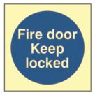 Essentials  Photoluminescent "Fire Door Keep Locked" Sign 100mm x 100mm