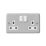 MK Contoura 13A 2-Gang DP Switched Plug Socket Grey  with Colour-Matched Inserts