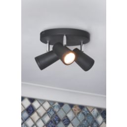 Spa Freya Round 3-Light Bathroom Spotlight Black