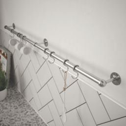 Rothley  8-Hook Utensil Rail Kit Brushed Nickel 1000mm