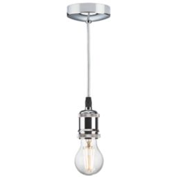 Knightsbridge Vintage 6" Pendant Set Light Fitting E27 Polished Chrome 3 1/2"