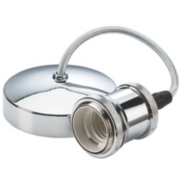 Knightsbridge Vintage 6" Pendant Set Light Fitting E27 Polished Chrome 3 1/2"