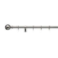 Universal Metal Extendable Curtain Pole Satin Steel 16/19mm x 1.2-2m