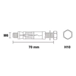 Easyfix Bolt Head Shield Anchors M6 x 85mm 5 Pack