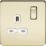Knightsbridge  13A 1-Gang DP Switched Single Socket Polished Brass  with White Inserts