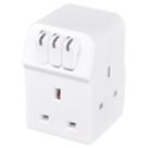 Masterplug 13A Fused 3-Way  Socket Adaptor White