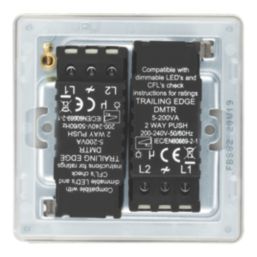 LAP  2-Gang 2-Way LED Dimmer Switch  Brushed Steel with Colour-Matched Inserts