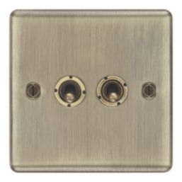 LAP  20A 16AX 2-Gang 2-Way Switch  Antique Brass with Colour-Matched Inserts